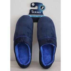 Isotoner A92509 Men's Sz M (8-9) Navy Blue Jared Memory Foam Moc Slippers